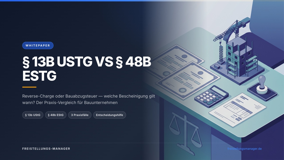 Vorschau: § 13b UStG vs § 48b EStG — Praxis-Vergleich
